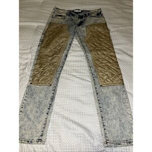 Buckle Preme Skinny Stretch Jean Destructed denim‎ cool quilted Front 36w 33L